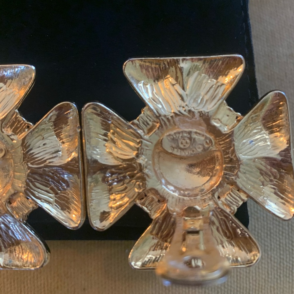 Vintage Chanel Gold & Crystal Post Earrings - Picture 4 of 7